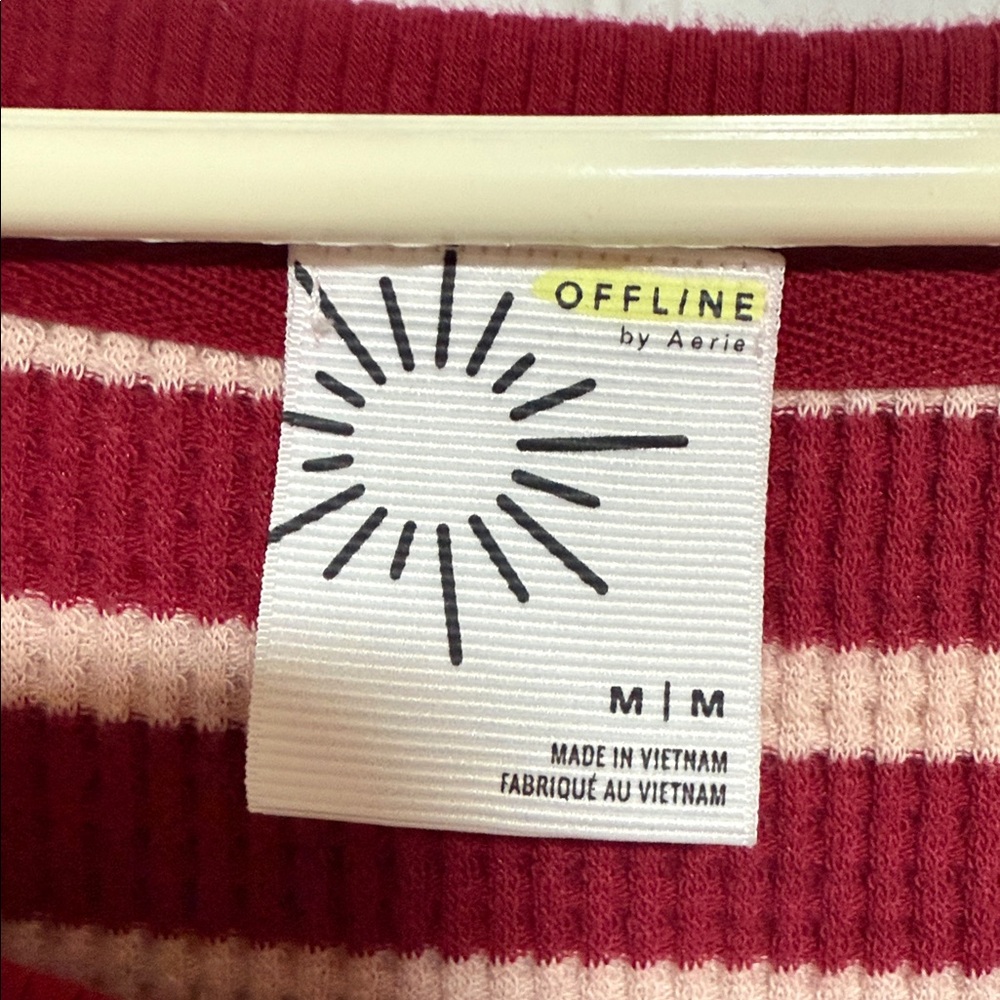 Aerie Burgundy and White Striped Sweatshirt - Picture 2 of 4